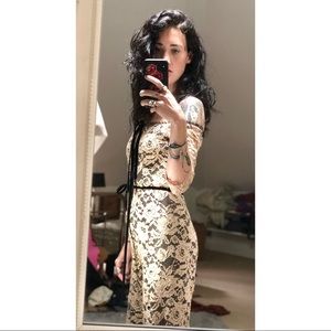 ALEXIS: nude/tan lace off-the-shoulder jumpsuit